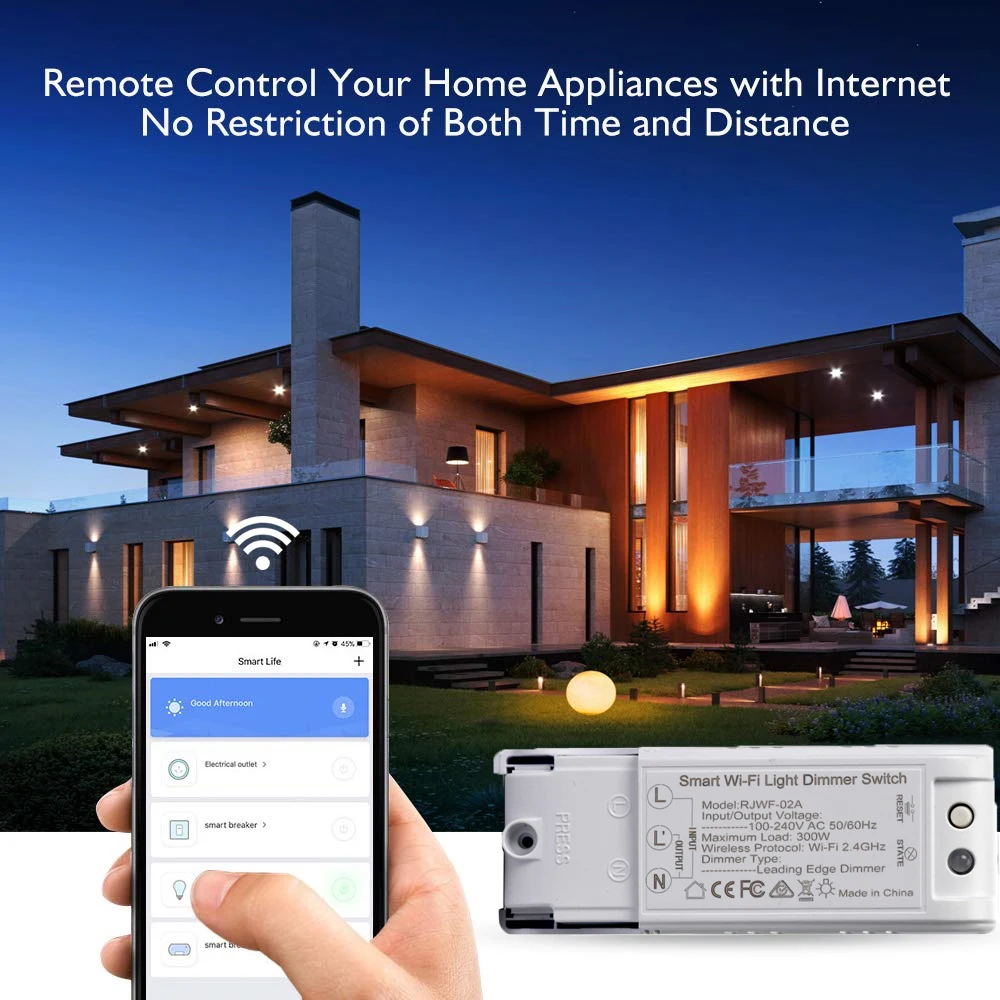 Умный WiFi диммер для лампы накаливания Tuya/smart life Alexa/Google управление устройством