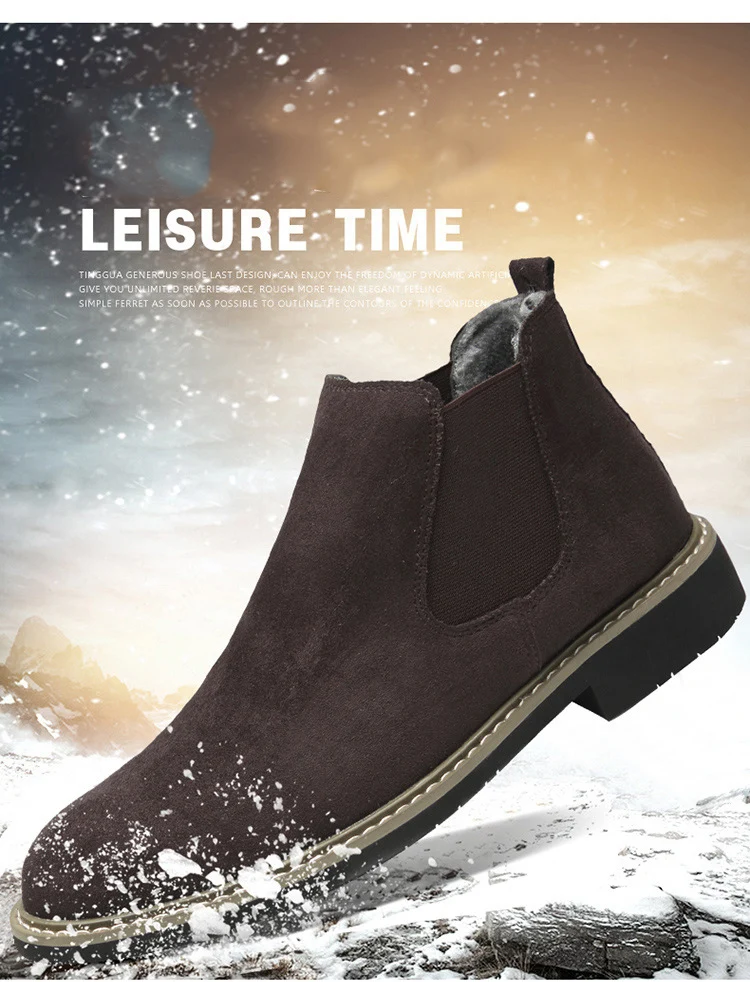 Winter Mens Shoes Casual High Ankle Chaussure Homme British Fashion Boots Men Slip on Pu Leather Chelsea Boots Gentlemen