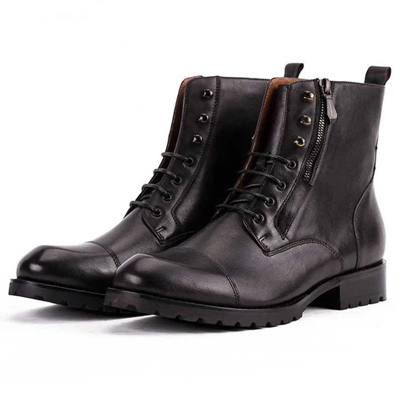 

2019 Genuine Leather Lace Up Round Toe Work Safety Boots Comfortable Ankle Boots Mens Winter Riding Boots Askeri Bot