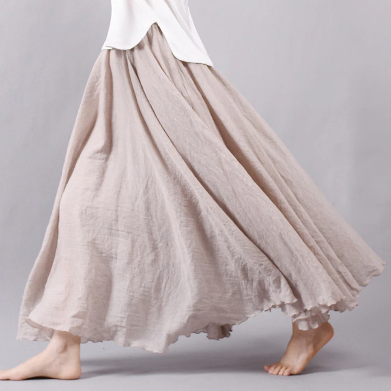 Весна Осень jupe longue femme хлопковая длинная льняная юбка для женщин с высокой талией макси юбка свободного кроя пляжные женские юбки faldas