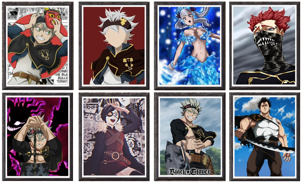 日本のアニメの壁紙ブラッククローバーアスタx邪悪なマンガポスターアートプリント 8x10インチ フレームなし 8個 絵画 書道 Aliexpress