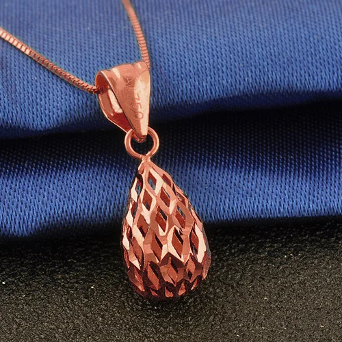 with rose necklace 18k кулон из чистого золота, розовое, желтое, белое, для женщин, настоящие Свадебные капли, ключицы, изысканные ювелирные украшения, амулеты, хит модных продаж, новинка - Цвет камня: with rose necklace