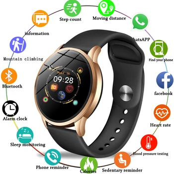 

Fitness tracker smart watch women Waterproof Sport For IOS Android phone Smartwatch Heart Rate Monitor Blood Pressure Functions