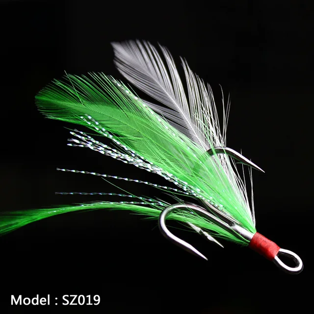 20pcs/lot Fish hook 2 4 6 8 10# Black /Red Fly Fishing Hook with 25 Colors Feather Fishing Tackle High Carbon Steel Barbed Hooks SZ019