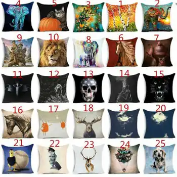 

Skull Elephant Cotton Linen Pillow Cases Throw Pillowcase Animal Printed Pillow Covers For Office Home Textile
