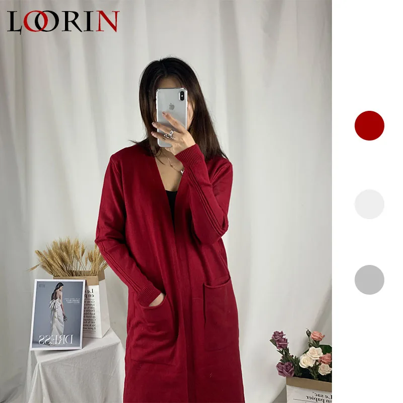 Осень зима 2020 повседневный мягкий модный кардиган LORIN удлиненный женский свитер|