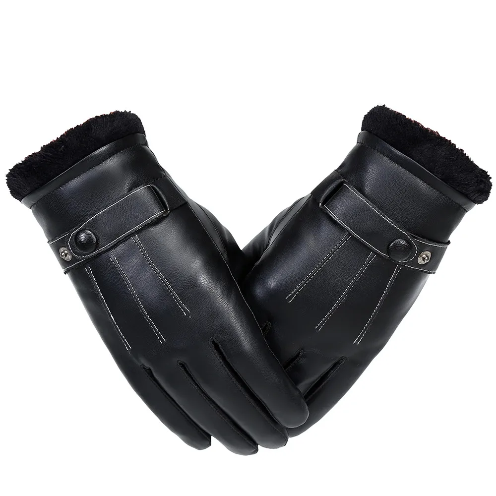 Кожаные перчатки мужские спортивные ветрозащитные велосипедные перчатки водонепроницаемые повседневные Нескользящие бархатные Утепленные перчатки для девочек