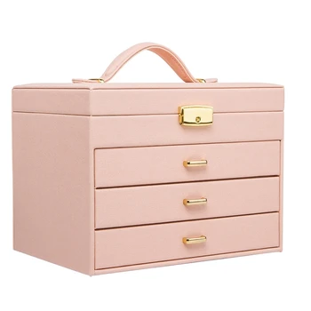 

Large Jewelry Packaging & Display Box Armoire Dressing Chest with Clasps Bracelet Ring Organiser Carrying Cases