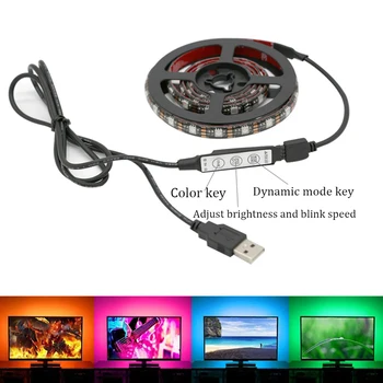 

USB LED Strip Lamp SMD5050 DC5V 5M With Switch Flexible LED Light Tape Ribbon TV Desktop Screen Background Lighting Decor