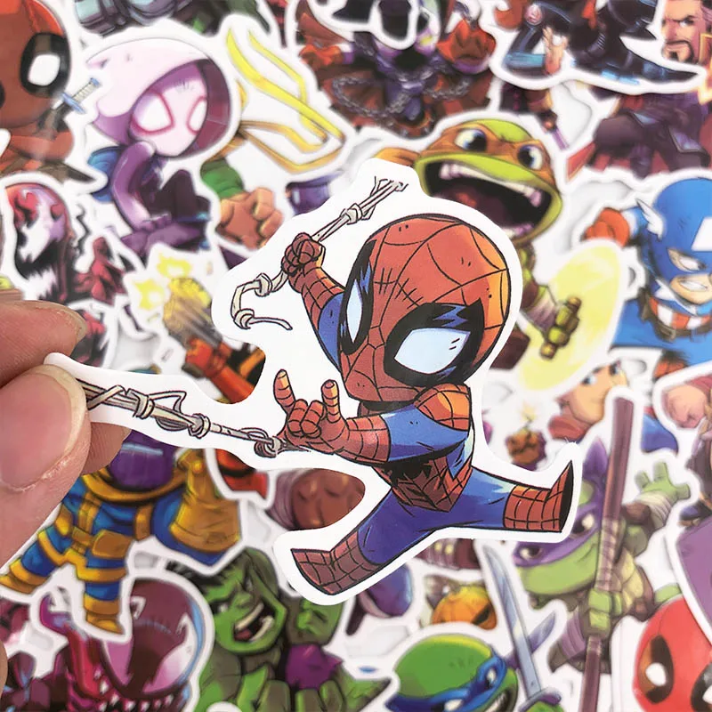50 шт. Marvel аниме милые водонепроницаемые наклейки s для наклейка в стиле граффити для скейтборда багажа ноутбука блокнот "Гитара" стикер автомобиля