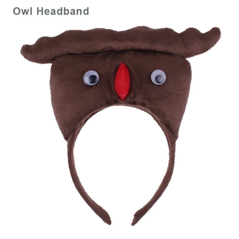 Комплект из 1 предмета; взрослые повязка на голову в виде животного милый плюшевый рюкзак с принтом «обезьяна», лисы, тигра, повязка на голову, Косплэй Головные уборы вечерние подарок на Хеллоуин и Рождество - Цвет: Owl Headband