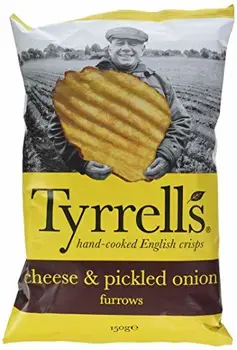 

Tyrrell's Sachets de Chips Ondulées au Cheddar Affiné/L'Oignons Mariné 150gr