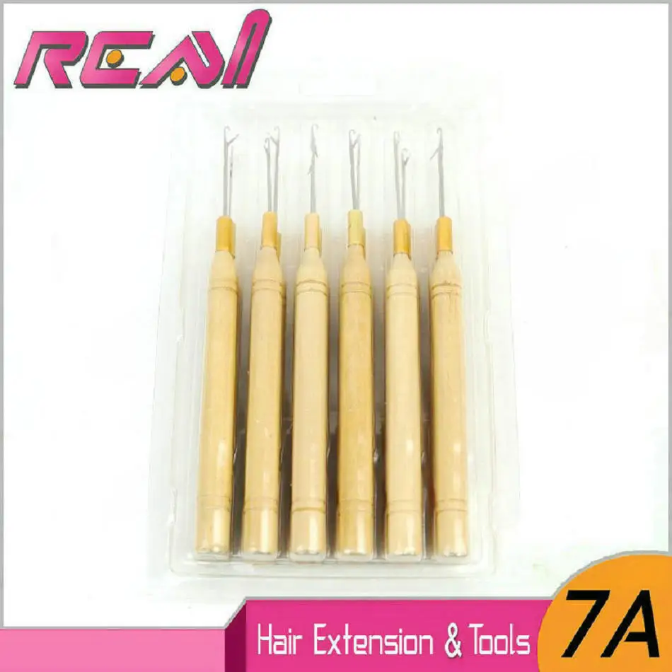 12 шт деревянная ручка волос тянущий крюк иглы для микро кольцо волос инструменты для наращивания