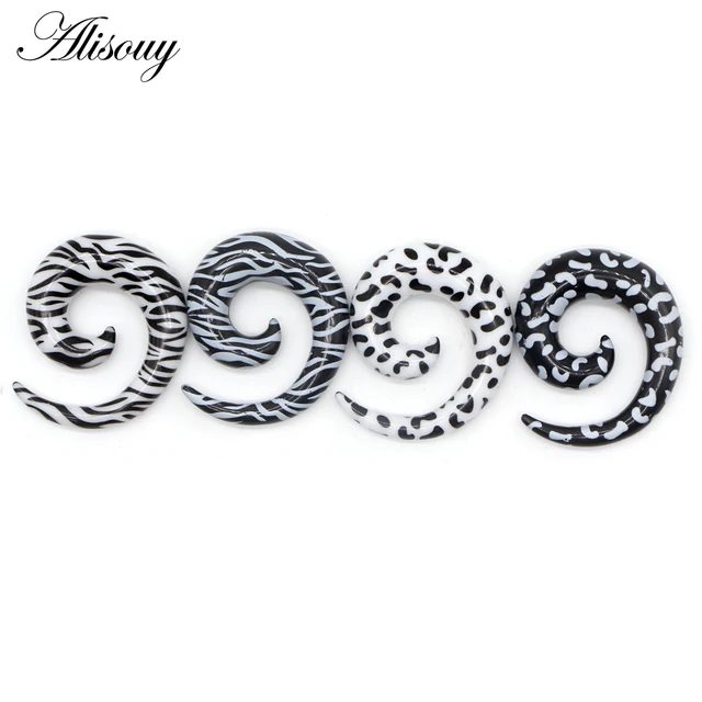 Alisouy 2pcs 1.2-20mm 아크릴 나선형 귀 게이지 가짜 귀 Tapers 스트레칭 플러그 터널 확장기 Earlobe 바디 피어싱 쥬얼리