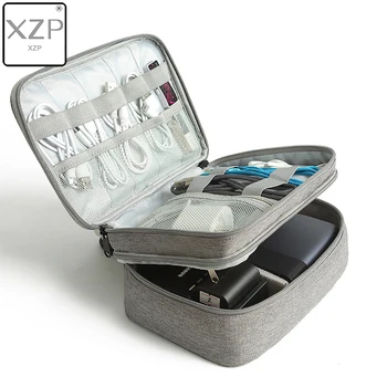 

XZP Double Layer Digital Accessories Storage Bag Cable Organizer Multi-function Bag Power Supply Data Line Travel Kit Case Pouch