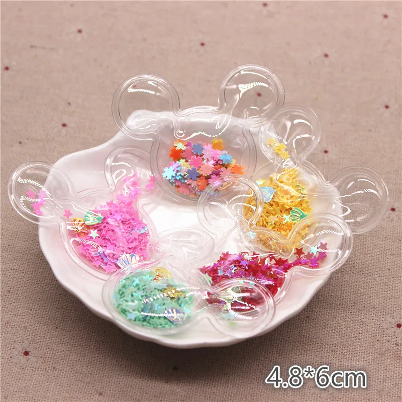 

10pcs 4.8*6cm Transparent Bling Sequins Flowing Mouse Appliques for Kids Clip DIY Hair Clip Accessories