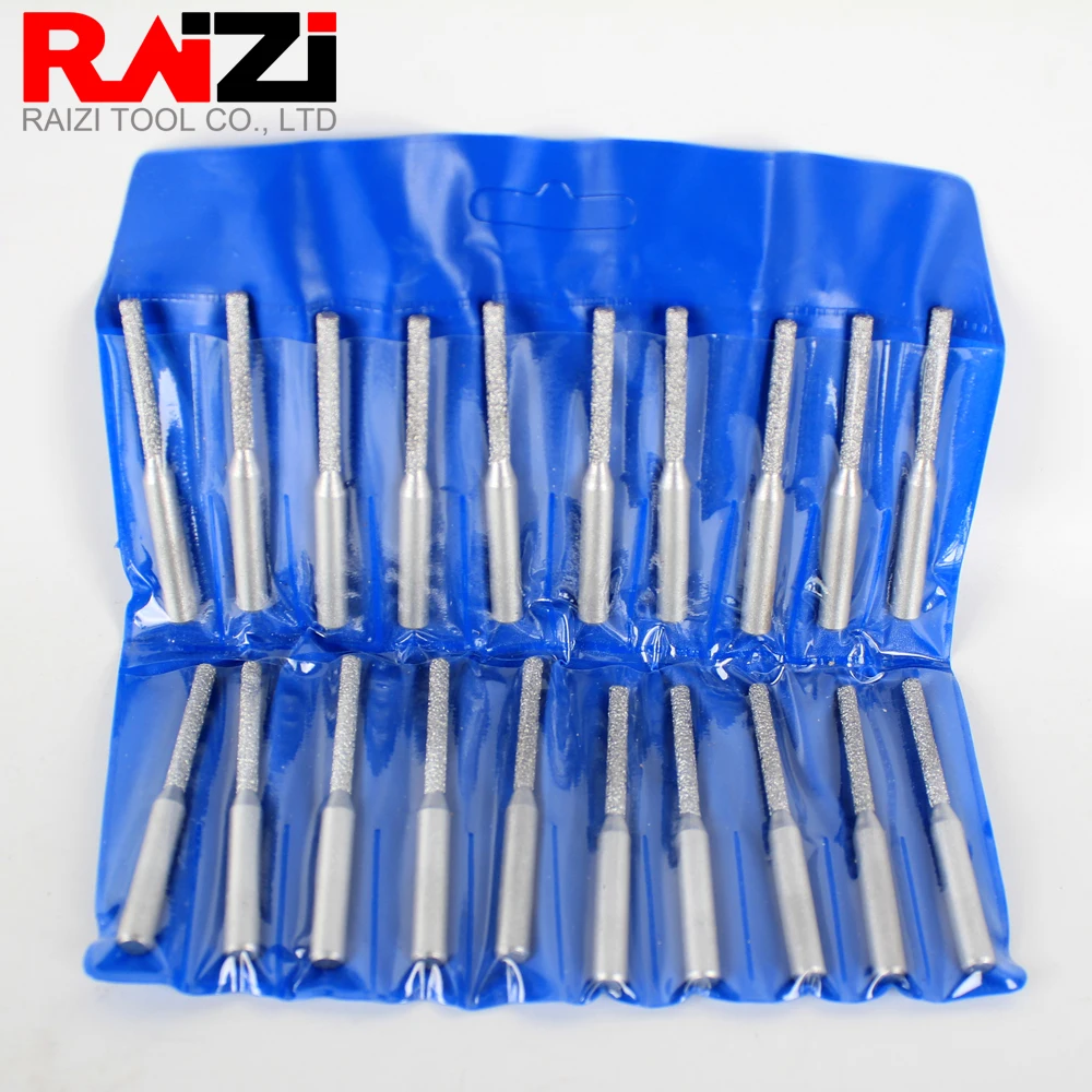 

Raizi 1/4" Shank Diamond Profile Burr for Granite Marble Stone 20pcs/set Router Tools Engraving Carving Bits Grinding Head