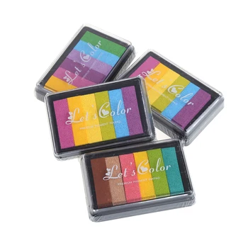 

Rainbow Multicolor Ink Pad Oil Based for Stamp Scrapbook Photo Album DIY Craft
