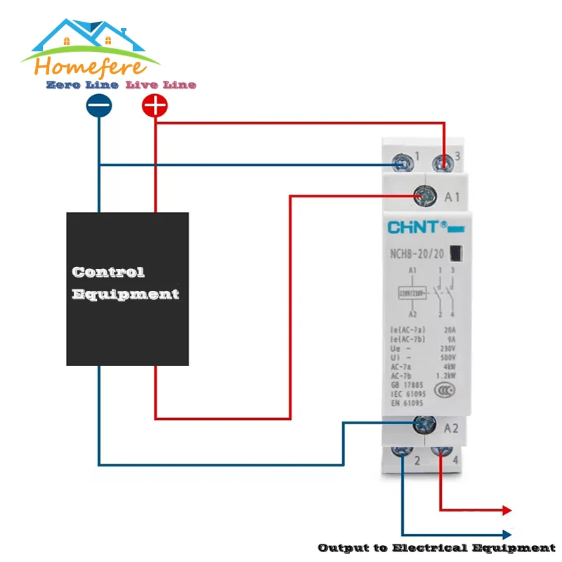 Mini Contacteur 220V 230V 400V 1NO 1NC 2NO 2NC 4NO NCH8 2 4 Phase