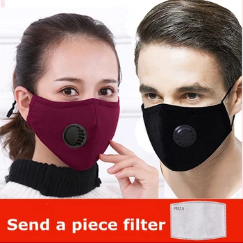 

Dust Mask With Valve Unisex Cotton Masks PM2.5 Anti-fog Air Pollution Filter Mouth Face Mask Breathable Washable Windproof