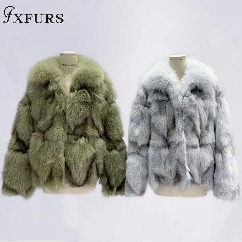 FXFURS/Новинка года; сезон осень-зима; меховые куртки Geunine Fox для женщин; классические короткие меховые пальто для девочек; настоящая меховая одежда