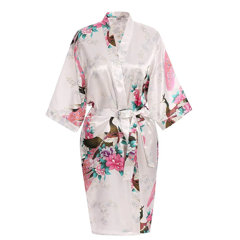 Повседневная женская ночная рубашка невесты свадебное платье Домашняя одежда кимоно купальный Халат короткий рукав Домашняя одежда