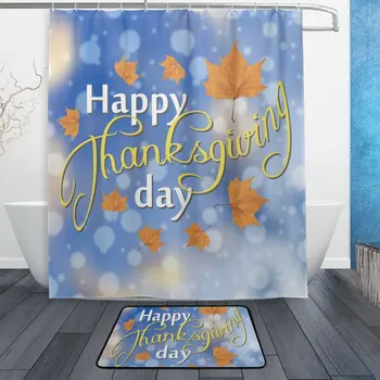 

Thanksgiving Maple Polka Dot Polyester Fabric Bathroom Shower Curtain