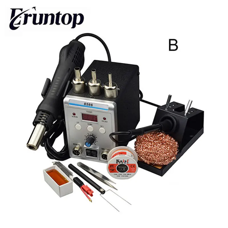 Eruntop 8586 Электрический паяльник+ DIY фена лучше SMD паяльная станция - Цвет: B