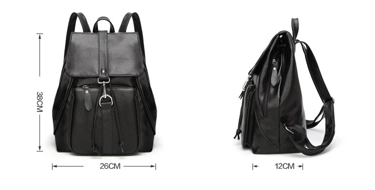 Women Fashion Natural Leather Backpacks High Quality Black School Backpack Bags for Teenage Girls Female Large Capacity Mochilas (8)