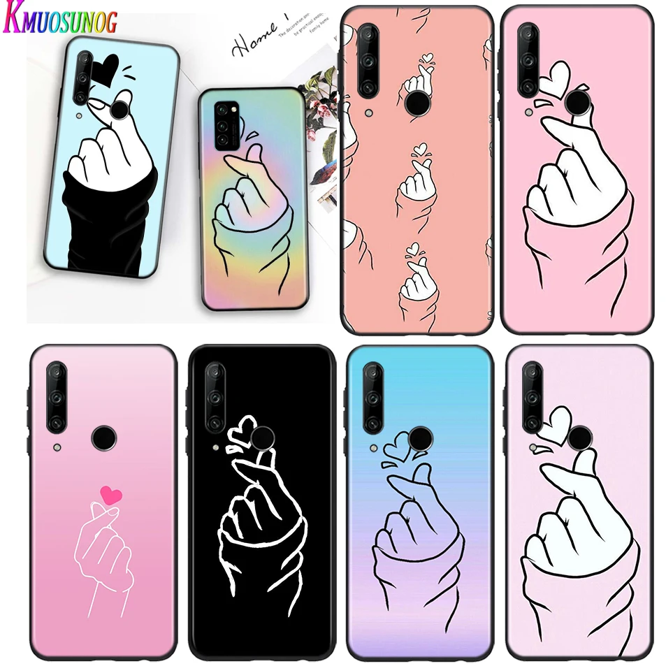 Яркий черный чехол Love on the finger kpop heart для Huawei Honor 30 20S 20 10i 9S 9A 9C 9X 8X 10 9 Lite 8A 7C 7A Pro Чехол