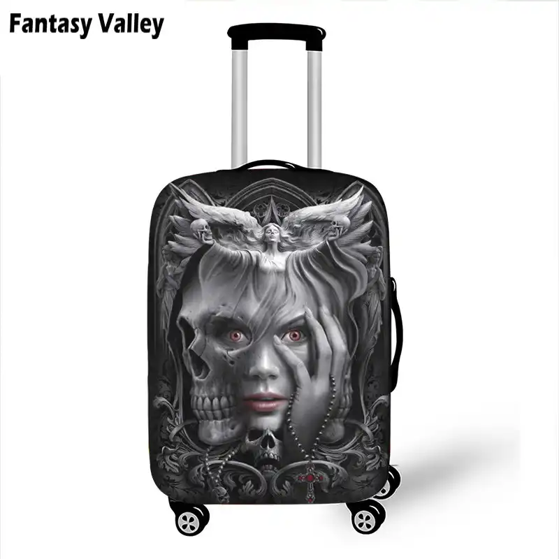 white skull suitcase