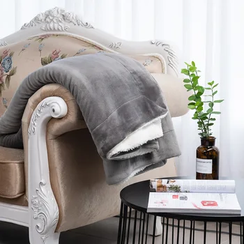 

Sherpa Solid Blankets Throw Wool Blankets For Beds Double Layer Winter Comfort Cotton Fluffy Plush Blanket on Sofa/Bed Bedspread