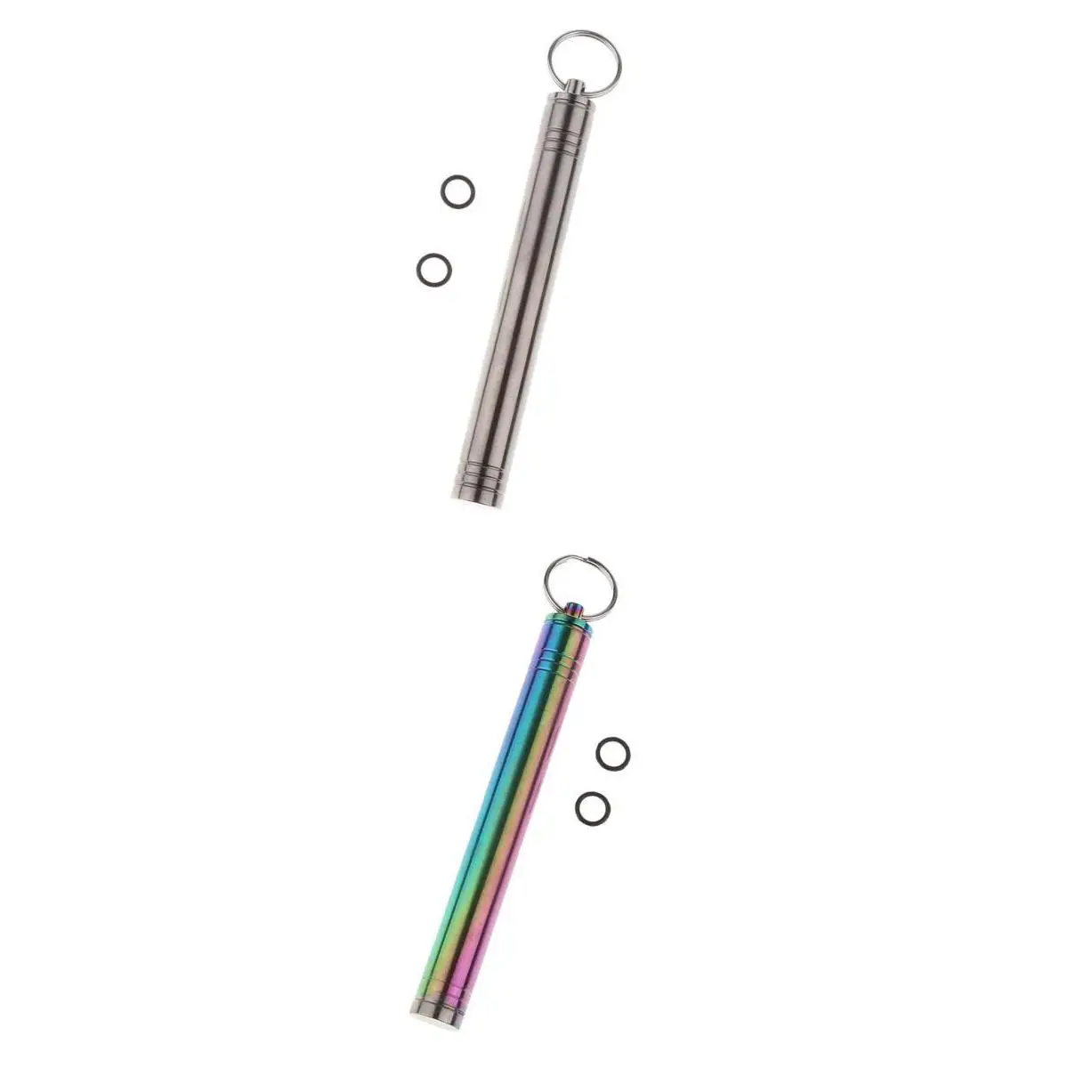 

2pcs Titanium Keychain Toothpick Holder Pocket Tool, Waterproof Key Ring Case Bottle Container Organizer Box, Mini Tools