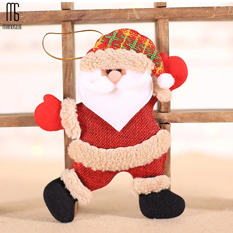Manoswe Christmas Sticker Christmas Tree Decoration Pendant Santa Claus Snowman Elk Creative New Year Gift For Children
