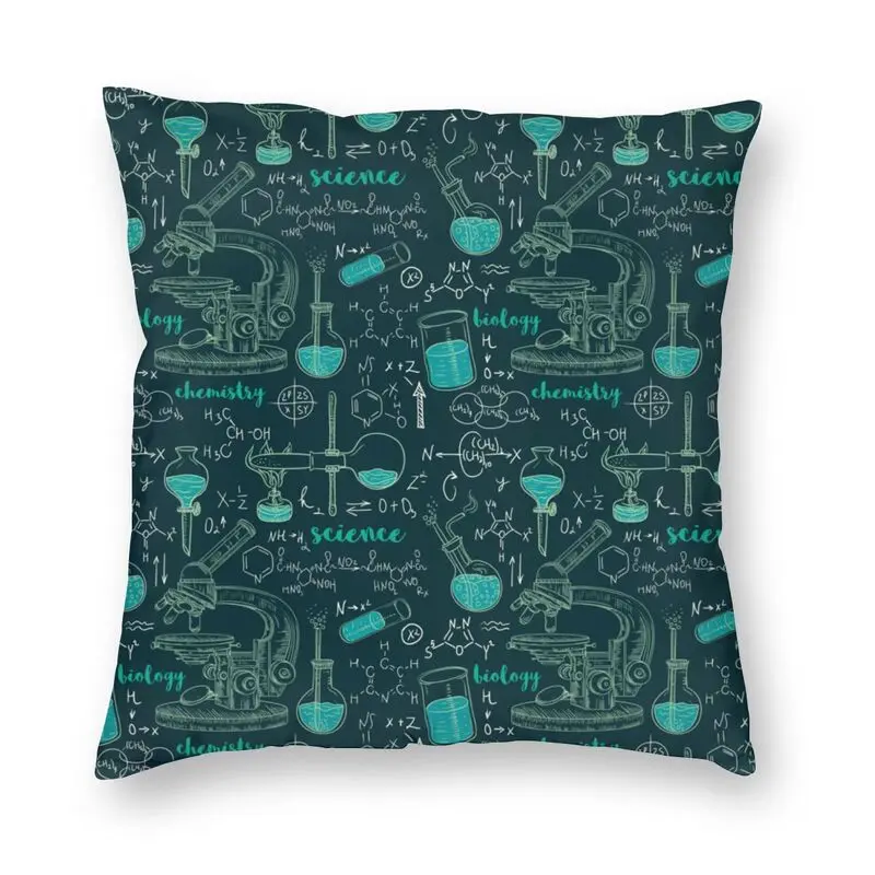 

Old Laboratory With Microscope Tubes Formulas Cushion Cover Print Vintage Science Chemistry Floor Pillow Case for Living Room