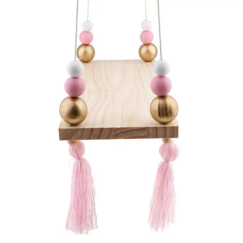 

Hot Sale Wooden Wall Shelf Hanging Tassel Children Bebe Nordic Style Wall Frame