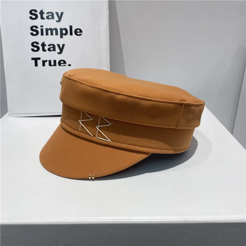 Spring Summer Caps with Earrings Women Newsboy Cap Letter Military Cap Visor