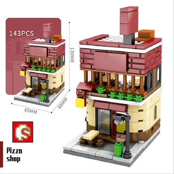 

Architecture Mini Street View Building Blocks Store Shop House Model DIY Mini Brick Figures Fun Toys for children gift
