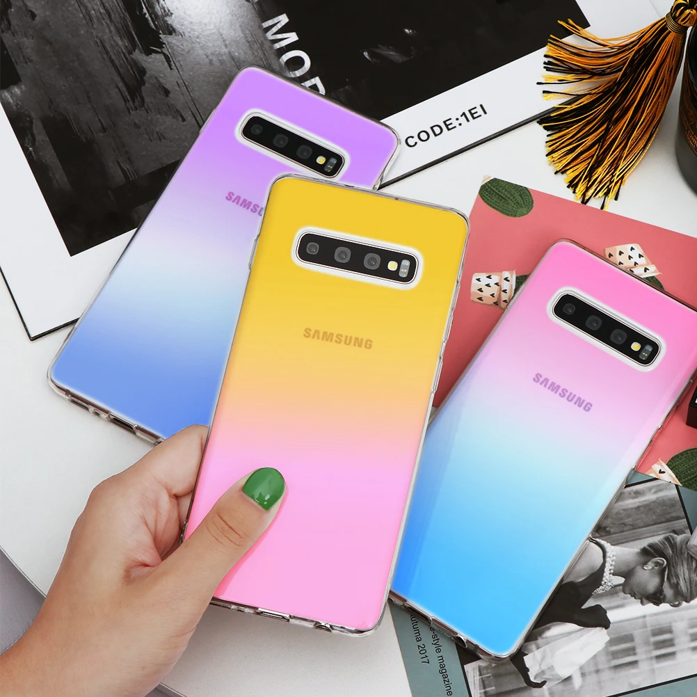 

Gradient Clear Dazzling Ultra Thin TPU Cover For Samsung Galaxy Note 10 Pro Plus 9 8 3 J2 J5 J6 J7 Prime J8 J4 J6 Plus 2018 Case