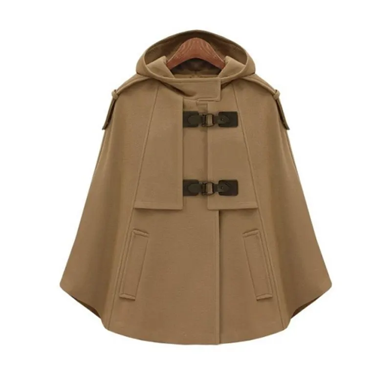 

YONIS 2019 Autumn Winter Spring Capes Coat For Women Crossed Collar Cap Sleeves Loose Cloak Cardigan Femininas Female Jacket