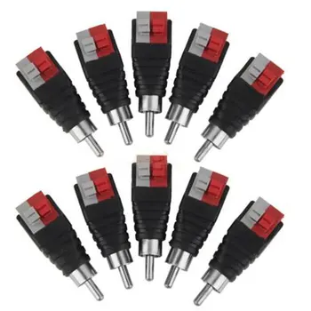 

10PCS Speaker Wire Cable to Audio Male RCA Connector Adapter Jack Plug Pip BE Female ACEHE