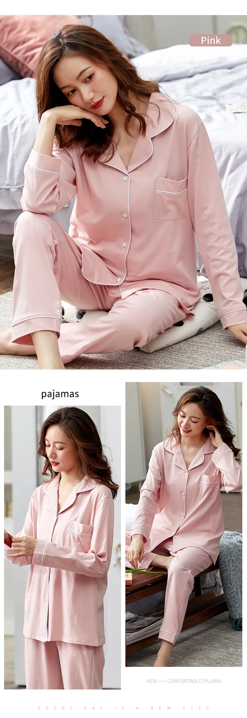 pj sets 100% Cotton Pajamas for Women PJ Full Sleeves Pijama Mujer Invierno Button-Down Winter Sleepwear Set Women White Cotton Pyjamas plus size pajamas