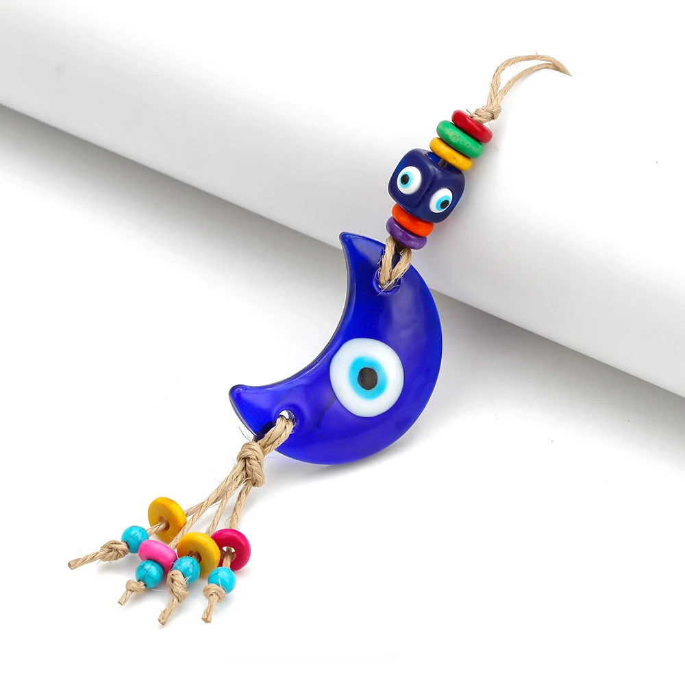 Lucky Eye Moon Evil Eye Charm брелок с кистями Веревка Цепь автомобильный брелок держатель настенный висячие украшения для женщин мужчин EY6534