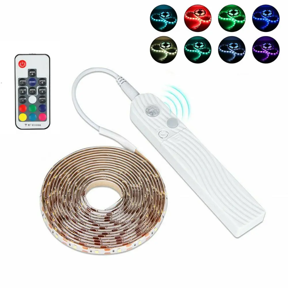 Светодиодный светильник для шкафа с датчиком движения ночник 5050 rgb 5 В питание от
