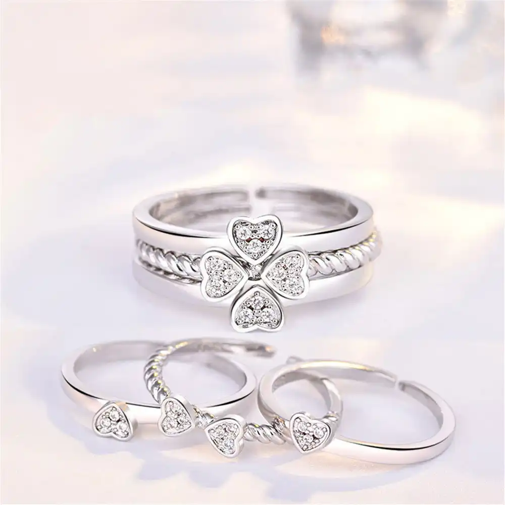 3 Pcs Set Ring Creative Four Leaf Clover Ring For Women Split Three In One Combination Opening Ring Adjustable Size Wholesale Rings Aliexpress 3 Pcs Set Ring Creative Four Leaf Clover Ring For Women Split Three In One Combination Opening Ring Adjustable Size Wholesale Rings Aliexpress