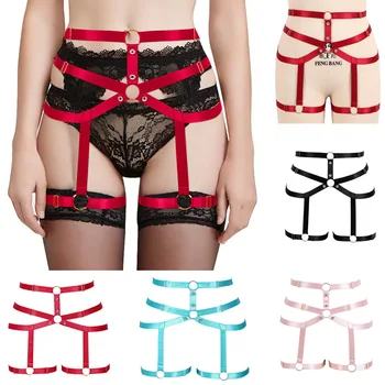 

7 Colors Harness Garter Belt Cage High Waist Stockings Suspender Bondage Lingerie Harajuku Leg Strap Elastic Adjust Body Cage