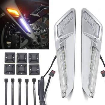 Tanio Motocykl przedni hamulec widelec NAV LED światła Chrome/Czar…