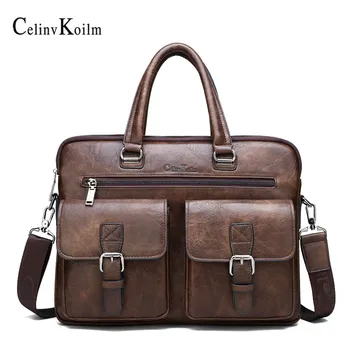 

Celinv Koilm Men Business Bag Set Handbags High Quality Leather Office Bags Totes Male For 13'3 inch Laptop Briefcase Bags