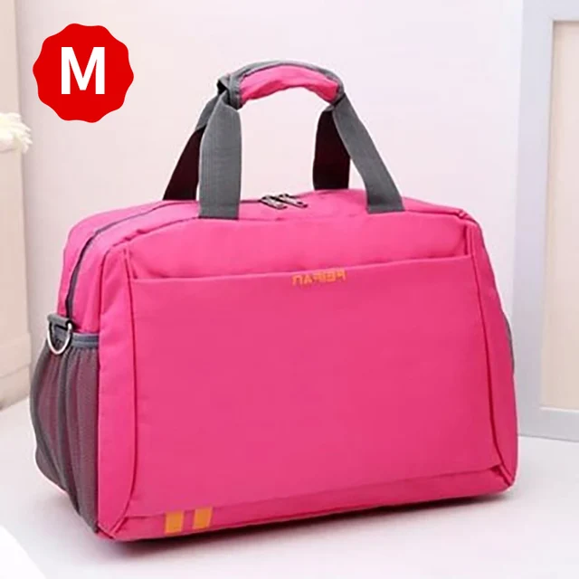 Scione Classic Travel Business Handbag Men Waterproof Cabin Luggage Tote Suitcase Women Large Casual Sport Weekend Shoulder Bag Rose Red M