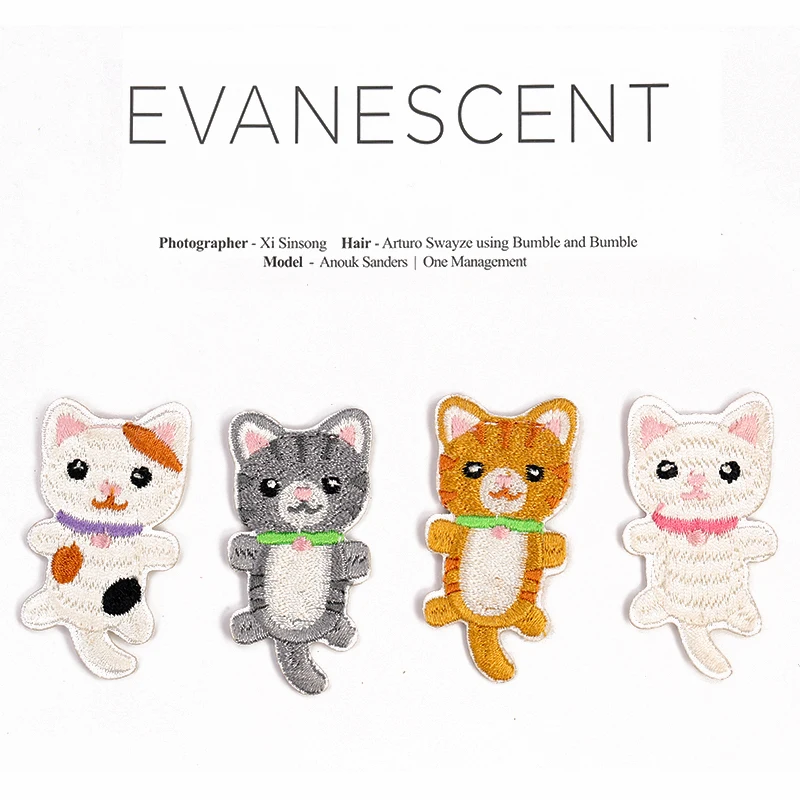 

Cute Cat Anime Patch Applique Embroidered Stickers on Clothes Badges Iron on Patches for Clothing Fabric Garment Stick Sew on